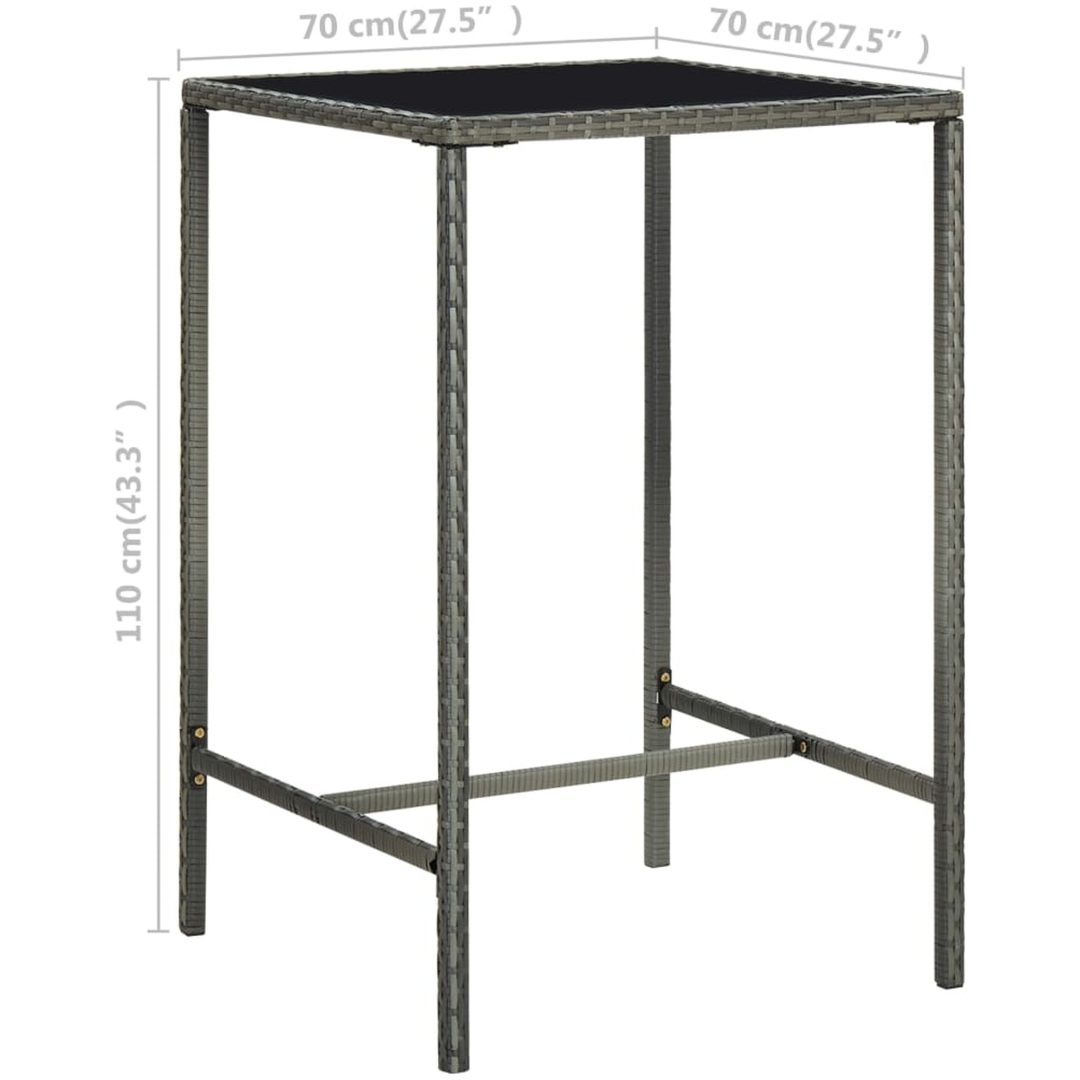 Bargrupp för trädgården 5 delar konstrotting grå vidaXL 70 cm table length – bild 11