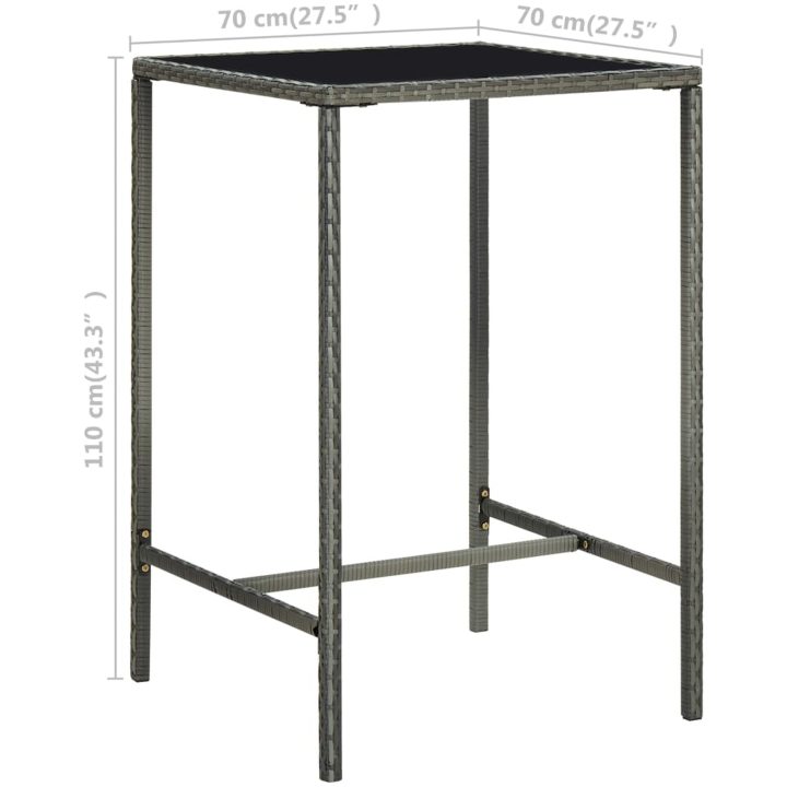 Bargrupp för trädgården 5 delar konstrotting grå vidaXL 70 cm table length – bild 11