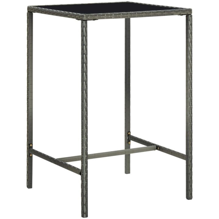 Bargrupp för trädgården 5 delar konstrotting grå vidaXL 70 cm table length – bild 3