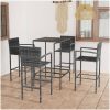 Bargrupp för trädgården 5 delar konstrotting grå vidaXL 70 cm table length – miniatyr 1