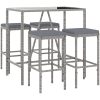 Bargrupp för trädgården 5 delar med dynor grå konstrotting vidaXL 110 cm table length – miniatyr 3