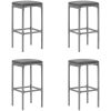 Bargrupp för trädgården 5 delar med dynor grå konstrotting vidaXL 110 cm table length – miniatyr 4