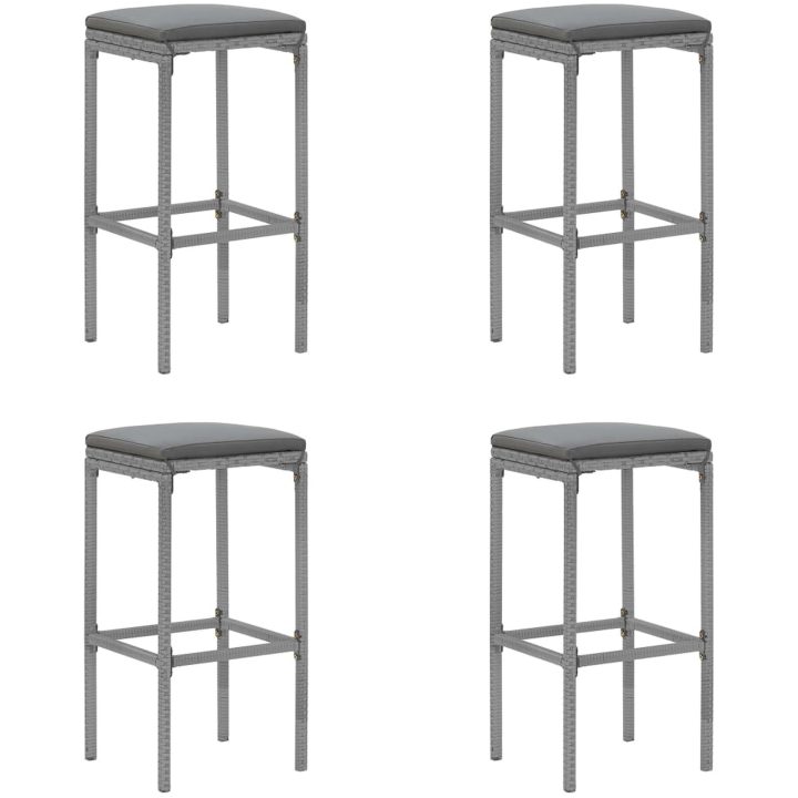 Bargrupp för trädgården 5 delar med dynor grå konstrotting vidaXL 110 cm table length – bild 4