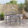 Bargrupp för trädgården 5 delar med dynor grå konstrotting vidaXL 110 cm table length – miniatyr 1