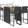 Bargrupp för trädgården 5 delar med dynor svart vidaXL 105 cm – miniatyr 1