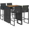 Bargrupp för trädgården 5 delar utan dynor svart vidaXL 105 cm – miniatyr 2