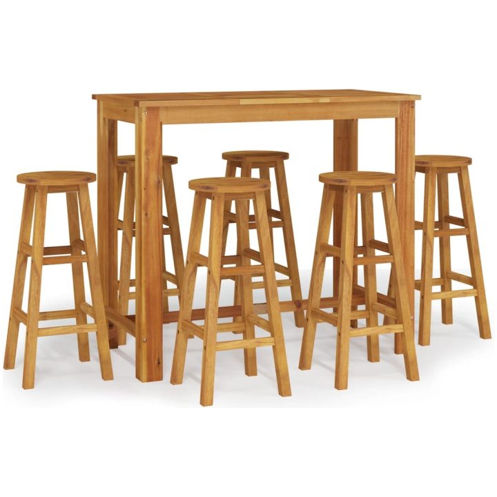 Bargrupp för trädgården 7 delar massivt akaciaträ vidaXL 120 cm table length – bild 2