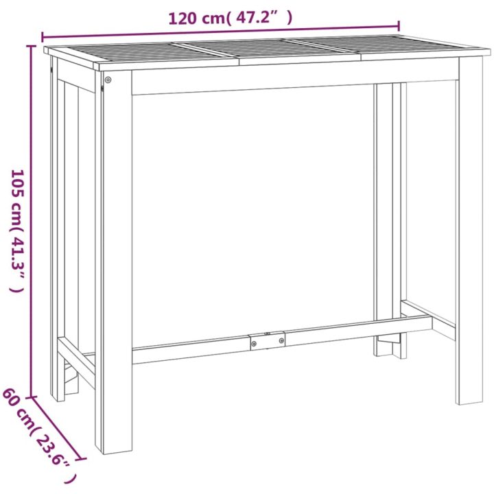 Bargrupp för trädgården 7 delar massivt akaciaträ vidaXL 120 cm table length – bild 9