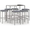 Bargrupp för trädgården 7 delar med dynor konstrotting grå vidaXL 110 cm table length – miniatyr 2