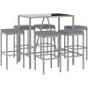 Bargrupp för trädgården 7 delar med dynor konstrotting grå vidaXL 110 cm table length – miniatyr 3