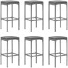 Bargrupp för trädgården 7 delar med dynor konstrotting grå vidaXL 110 cm table length – miniatyr 4