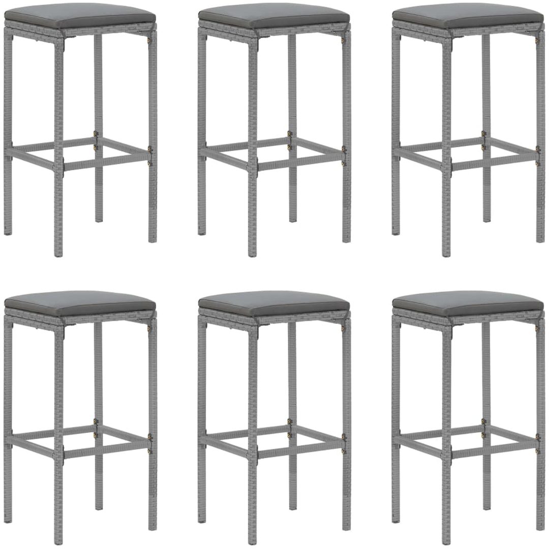 Bargrupp för trädgården 7 delar med dynor konstrotting grå vidaXL 110 cm table length – bild 4