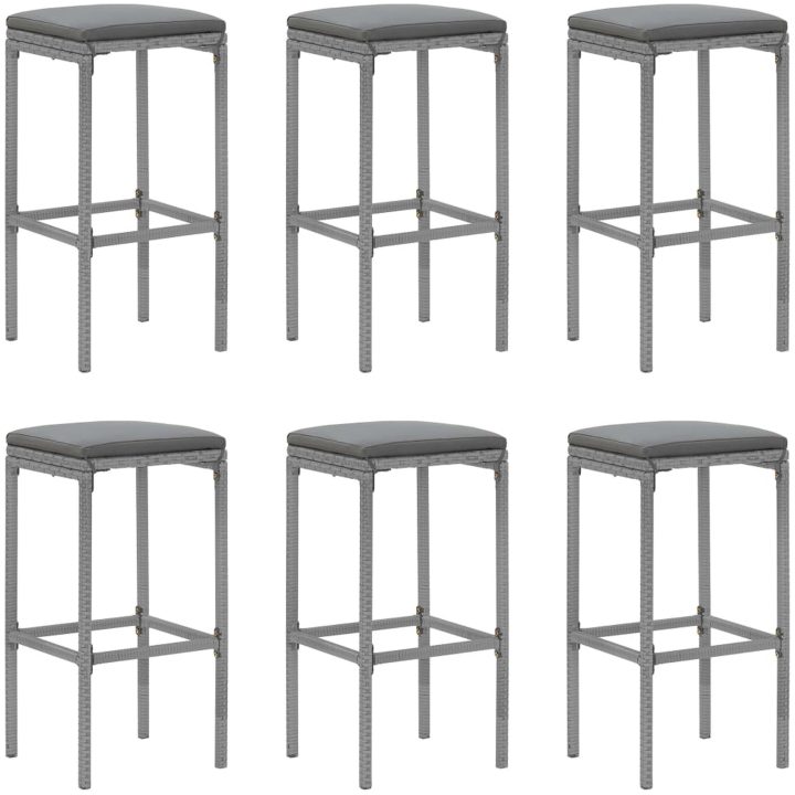 Bargrupp för trädgården 7 delar med dynor konstrotting grå vidaXL 110 cm table length – bild 4