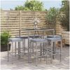 Bargrupp för trädgården 7 delar med dynor konstrotting grå vidaXL 110 cm table length – miniatyr 1