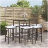Bargrupp för trädgården 7 delar med dynor konstrotting svart vidaXL 110 cm table length – miniatyr 1