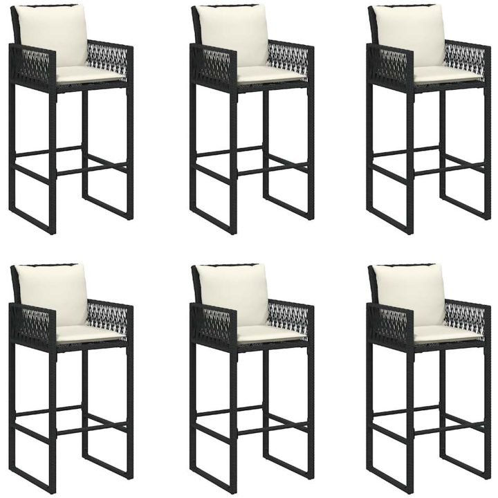 Bargrupp för trädgården 7 delar med dynor svart vidaXL 185 cm – bild 4