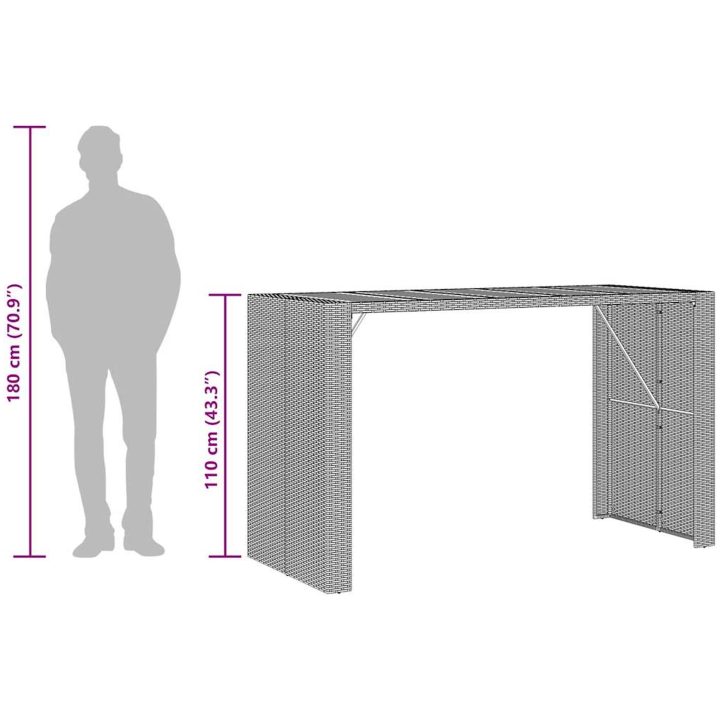 Bargrupp för trädgården 7 delar utan dynor grå vidaXL 185 cm – bild 9