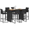 Bargrupp för trädgården 7 delar utan dynor svart vidaXL 185 cm – miniatyr 1