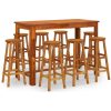 Bargrupp för trädgården 9 delar massivt akaciaträ vidaXL 150 cm table length – miniatyr 2