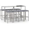 Bargrupp för trädgården 9 delar med dynor grå konstrotting vidaXL 180 cm table length – miniatyr 2