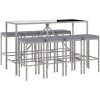 Bargrupp för trädgården 9 delar med dynor grå konstrotting vidaXL 180 cm table length – miniatyr 3