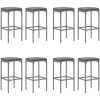 Bargrupp för trädgården 9 delar med dynor grå konstrotting vidaXL 180 cm table length – miniatyr 4