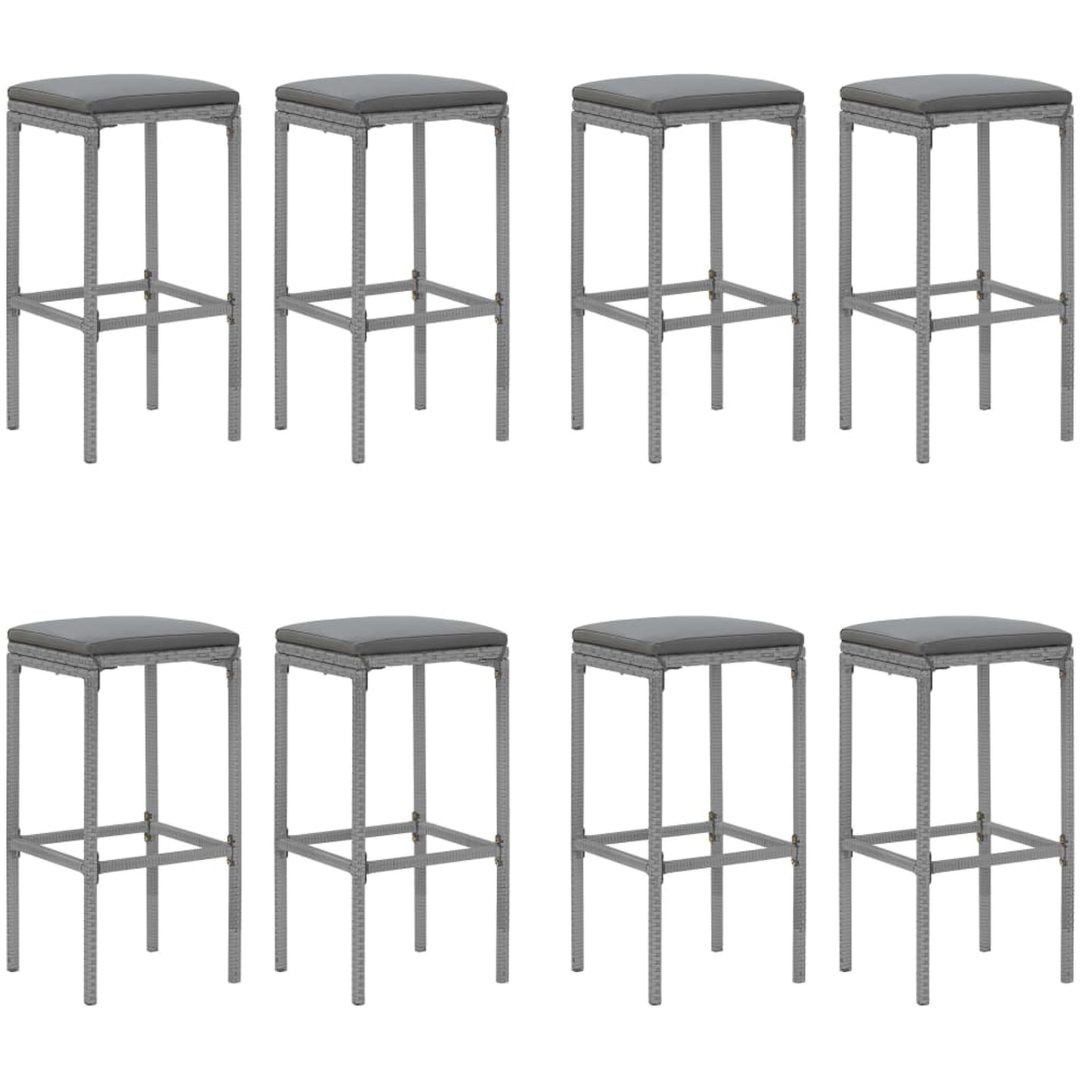 Bargrupp för trädgården 9 delar med dynor grå konstrotting vidaXL 180 cm table length – bild 4