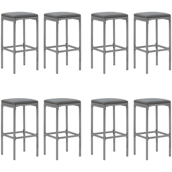 Bargrupp för trädgården 9 delar med dynor grå konstrotting vidaXL 180 cm table length – bild 4