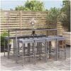Bargrupp för trädgården 9 delar med dynor grå konstrotting vidaXL 180 cm table length – miniatyr 1