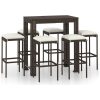 Bargrupp för trädgården med dynor 7 delar konstrotting brun vidaXL 100 cm table length – miniatyr 2