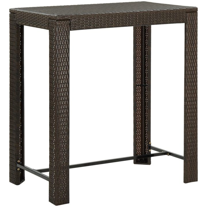 Bargrupp för trädgården med dynor 7 delar konstrotting brun vidaXL 100 cm table length – bild 8