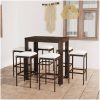 Bargrupp för trädgården med dynor 7 delar konstrotting brun vidaXL 100 cm table length – miniatyr 1