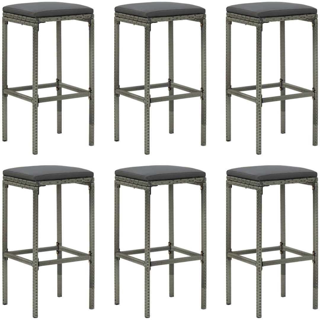 Bargrupp för trädgården med dynor 7 delar konstrotting grå vidaXL 100 cm table length – bild 3