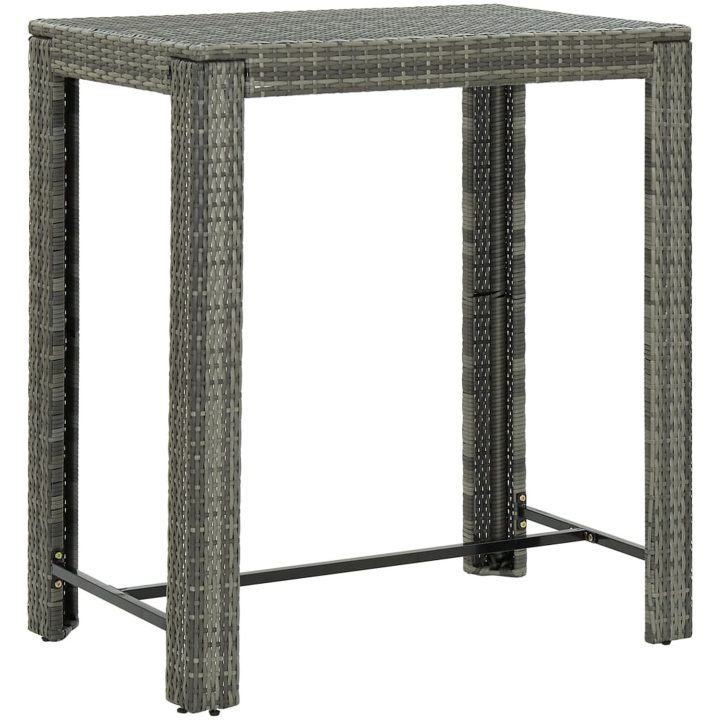 Bargrupp för trädgården med dynor 7 delar konstrotting grå vidaXL 100 cm table length – bild 8