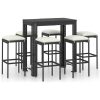 Bargrupp för trädgården med dynor 7 delar konstrotting svart vidaXL 100 cm table length – miniatyr 2