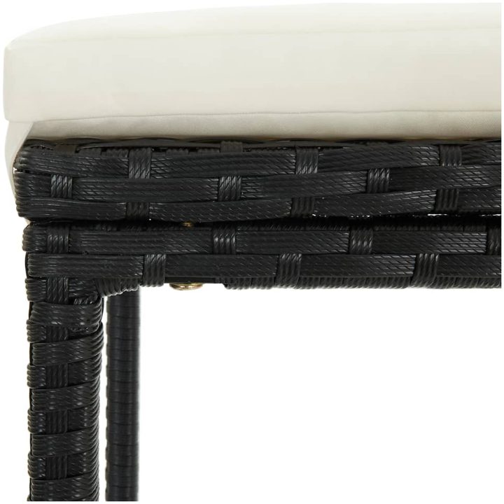 Bargrupp för trädgården med dynor 7 delar konstrotting svart vidaXL 100 cm table length – bild 7