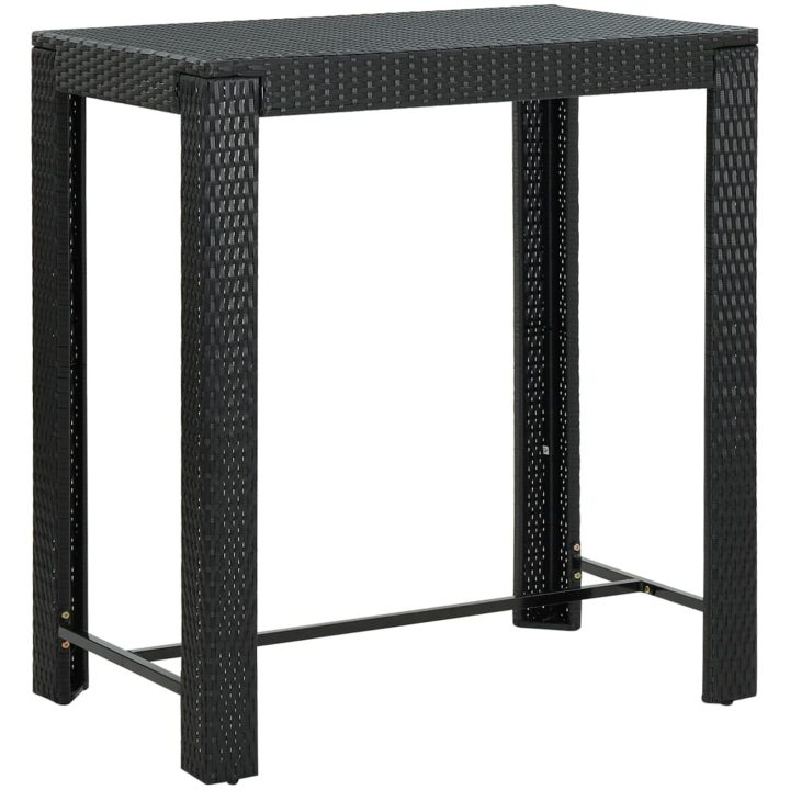 Bargrupp för trädgården med dynor 7 delar konstrotting svart vidaXL 100 cm table length – bild 8