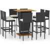Bargrupp för trädgården med dynor 9 delar konstrotting svart vidaXL 80 cm table length – miniatyr 2
