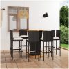 Bargrupp för trädgården med dynor 9 delar konstrotting svart vidaXL 80 cm table length – miniatyr 1