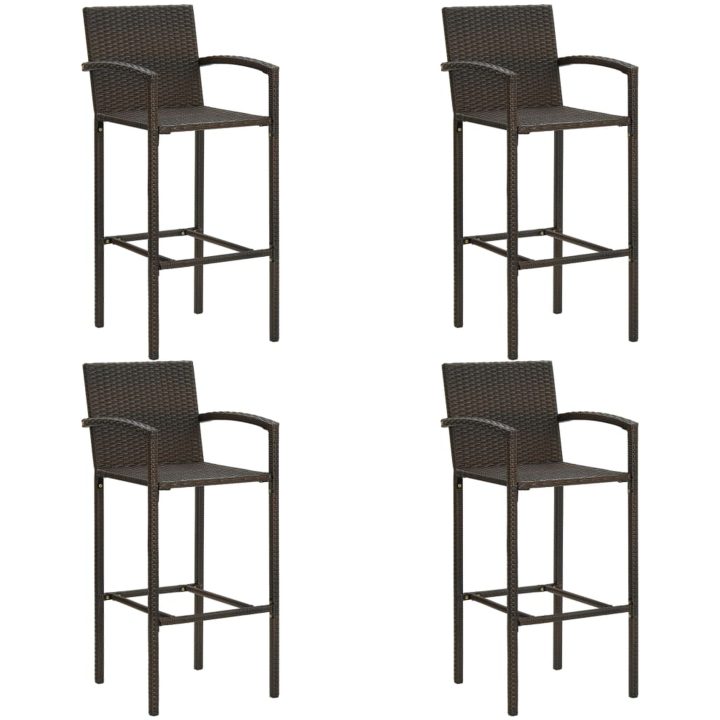Bargrupp med armstöd för trädgården 5 delar konstrotting brun vidaXL – bild 3
