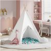 Barn Teepee Tält med Väska Persika & Lekbollar Ljust Skinn Vit vidaXL Medium – miniatyr 5