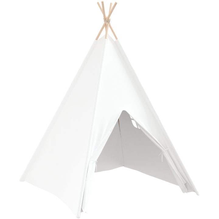 Barn Teepee Tält med Väska Persika & Lekbollar Ljust Skinn Vit vidaXL Medium – bild 6