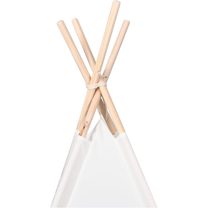 Barn Teepee Tält med Väska Persika & Lekbollar Ljust Skinn Vit vidaXL Medium – bild 8