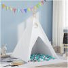 Barn Teepee Tält med Väska Persika & Lekbollar Ljust Skinn Vit vidaXL Medium – miniatyr 1