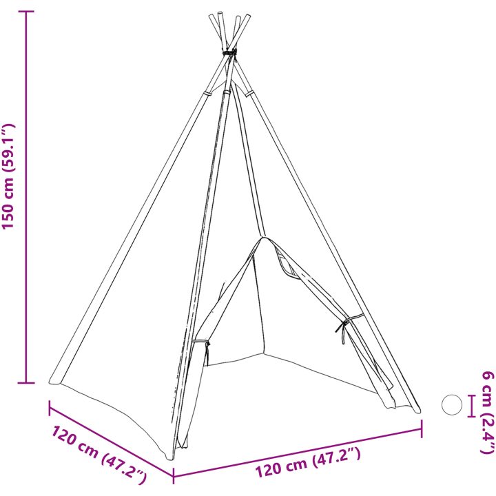 Barn Teepee Tält med Väska Persika & Lekbollar Skinn Vit vidaXL Medium – bild 11