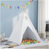 Barn Teepee Tält med Väska Persika & Lekbollar Skinn Vit vidaXL Medium – miniatyr 1