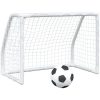 Barnfotbollsmål 2 st med boll vit 64x35x48 cm metall vidaXL – miniatyr 2
