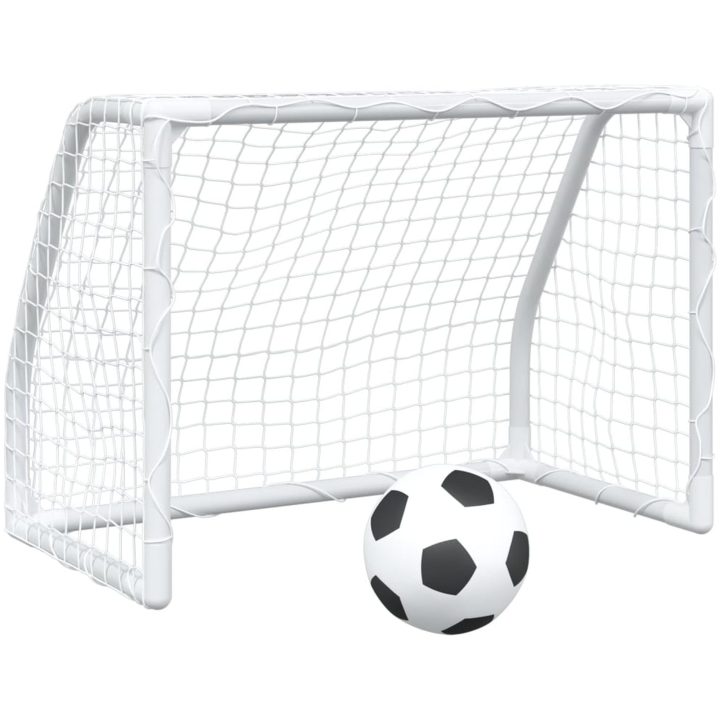 Barnfotbollsmål 2 st med boll vit 64x35x48 cm metall vidaXL – bild 2