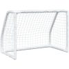 Barnfotbollsmål 2 st med boll vit 64x35x48 cm metall vidaXL – miniatyr 4
