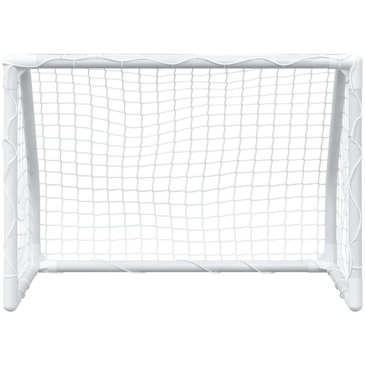 Barnfotbollsmål 2 st med boll vit 64x35x48 cm metall vidaXL – bild 5